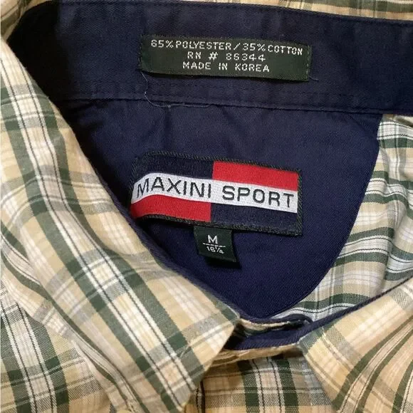 Maxini Sport Men Shirt Medium (16 1/4) Plaid Long Sleeves Button Up Casual shirt - Picture 13 of 15